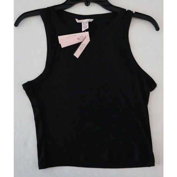 Victoria's Secret 528148-QB4 Women's Sz Medium Black Cropped Ribbed Tank Top - Picture 1 of 4